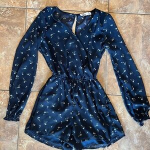 Hollister Navy Blue Floral Romper
